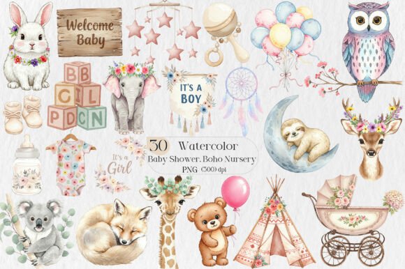 Download Baby Shower Clipart,Boho Nursery Clipart - Clipart Collection