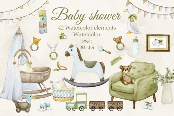 Download Baby Shower Clipart. Boho, Retro Style. - Clipart Collection