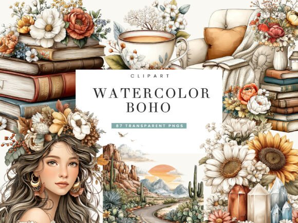 Download Watercolor Boho Clipart Bundle - Bundle Collection