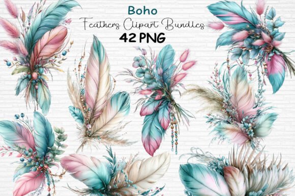 Download Boho Feathers Clipart Bundle PNG - Bundle Collection