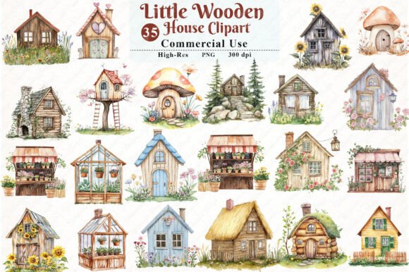 Download Watercolor Little Wooden House Clipart - Clipart Collection