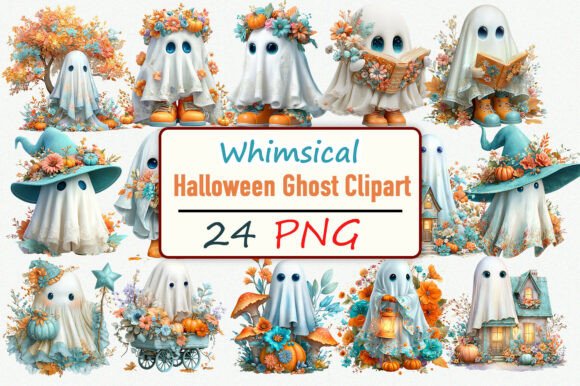 Download Whimsical Halloween Ghost Clipart Bundle - Bundle Collection