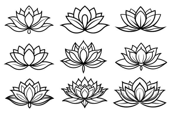 Download Line Drawing Blooming Lotus Flower - Wing Collection