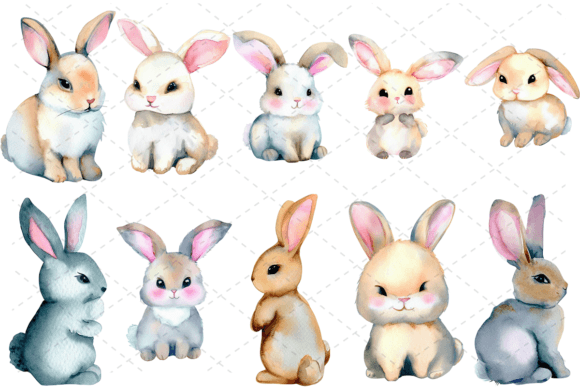 Download 10 Bunny Watercolor Animal Baby Bundle - Bundle Collection