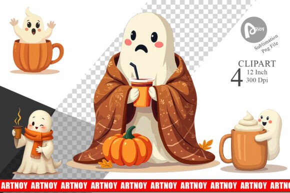 Download Boho Pumpkin Ghosts Clipart - Clipart Collection