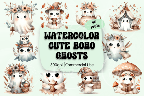 Download Watercolor Boho Ghost PNG Clipart - Clipart Collection