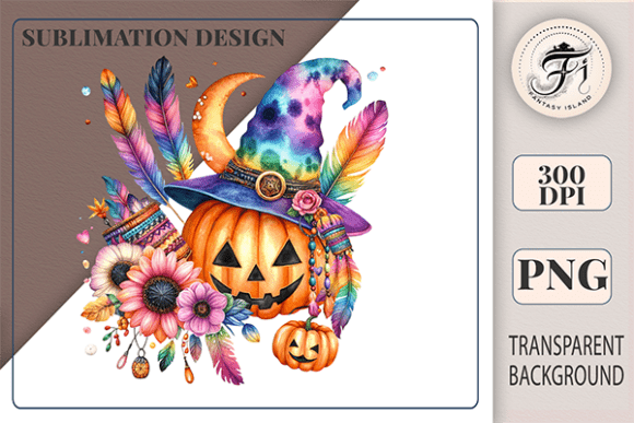 Download Boho Halloween Pumpkin Clipart Witch Hat - Clipart Collection