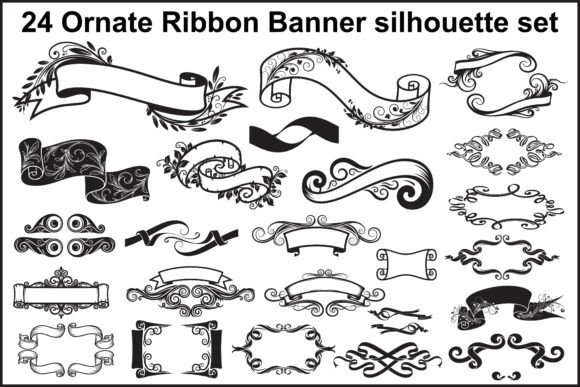 Download 24 Elegant Ornate Ribbon Banner Bundle - Bundle Collection
